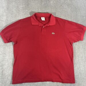 Lacoste Men's Size 9 Red Short Sleeve Polo Shirt Embroidered Crocodile Logo